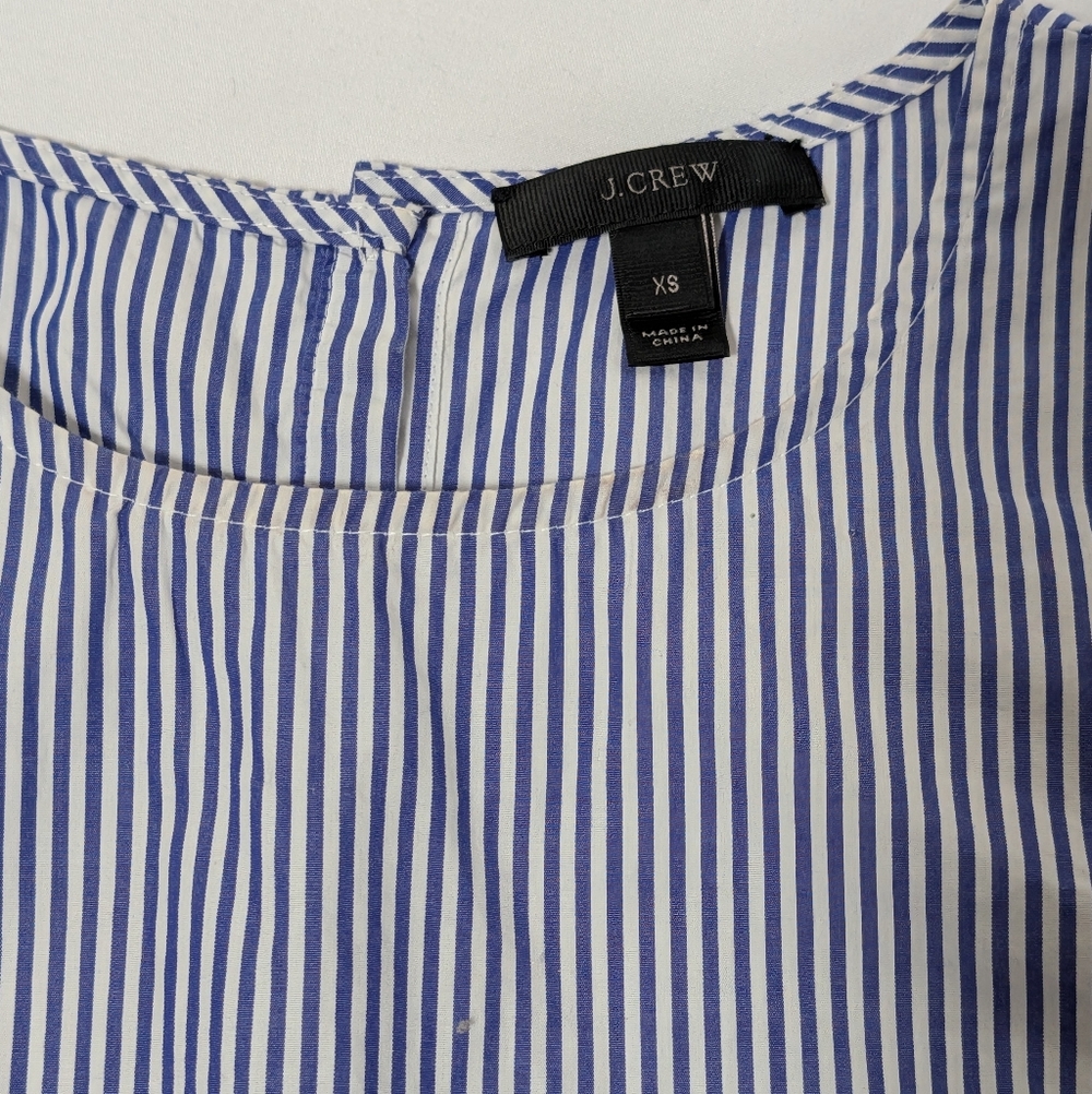 J.Crew Blue Stripe Peplum Top XS | Coastal Mom Style Matching Set Vibe - Picture 4 of 6